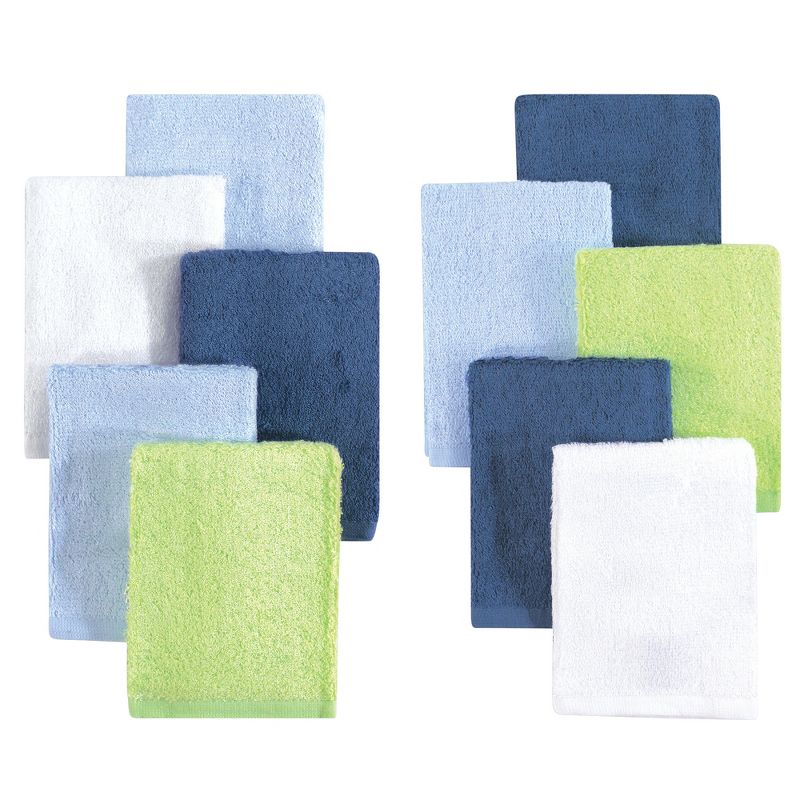 Little Treasure Baby Boy Rayon from Bamboo Luxurious Washcloths, Denim Lime 10-Pack, One Size, 1 of 2