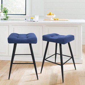Round Storage Bar Stool Set of 2,Height Adjustable Barstool,360° Counter Height Swivel Stool,Armless Bar Chair with Metal Frame-Maison Boucle - 1 of 4