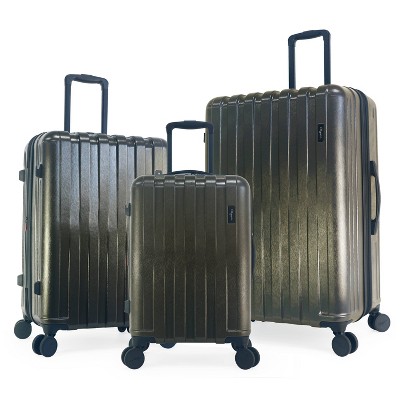 Olympia USA Checked Sidewinder 3-piece Expandable Hardside Spinner Luggage Set