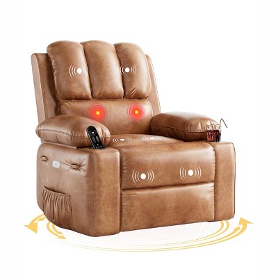 Oversized Electric Recliner Chair-Massage & Heat, 360¡ã Swivel, Remote Control & Cup Holder - Perfect for Living Room, Bedroom, and Nursery
