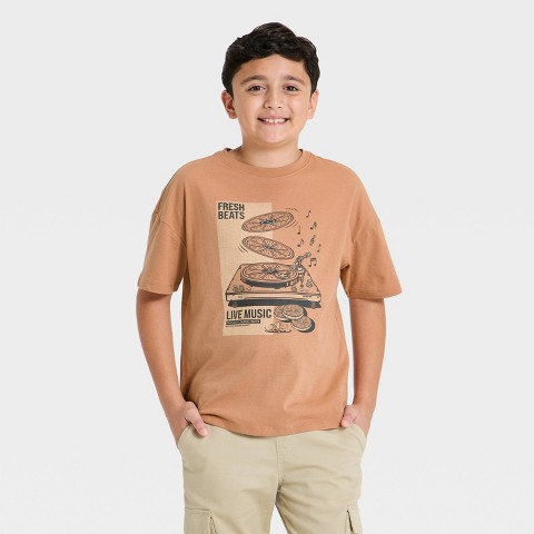 Cat & Jack Boys' Short Sleeve Oversized Graphic T-Shirt - Cat & Jack™ Coral Red M