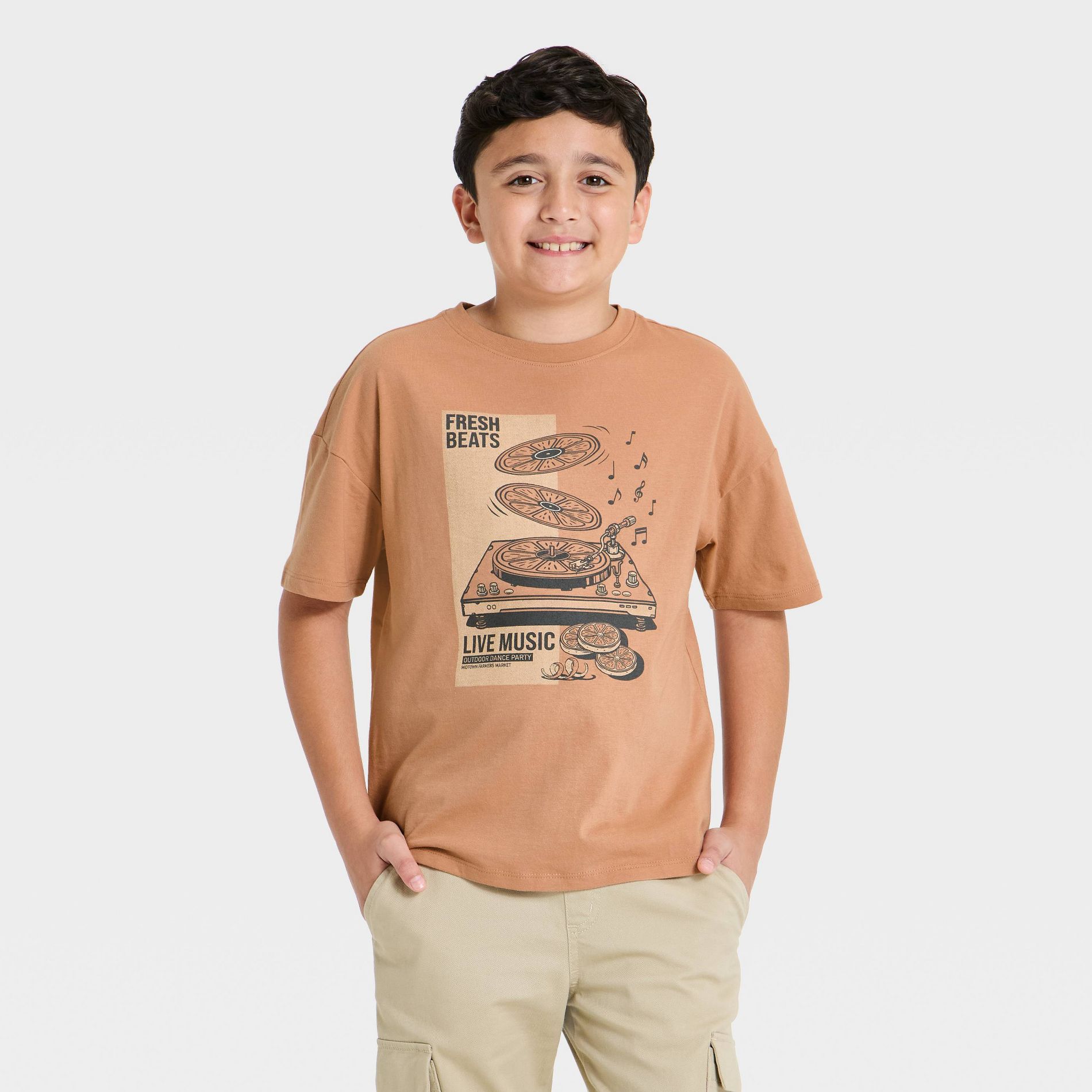Boys' Short Sleeve Oversized Graphic T-Shirt - Cat & Jack™ Coral Red