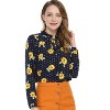 Allegra K Women's Ruffled Tie Neck Long Sleeves Floral Polka Dots Blouse Tops - 2 of 4