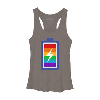 Adult Design By Humans Pride Charging Battery By PINHEAD66 Racerback Tank Top