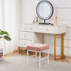 SEVOBAL Ottomans and Benches Makeup Stool with Padded Backrest and Metal Legs, Modern Upholstered Vanity Stool for Bedroom, Pink, 34.00"*34.00"*17.00" - 2 of 4