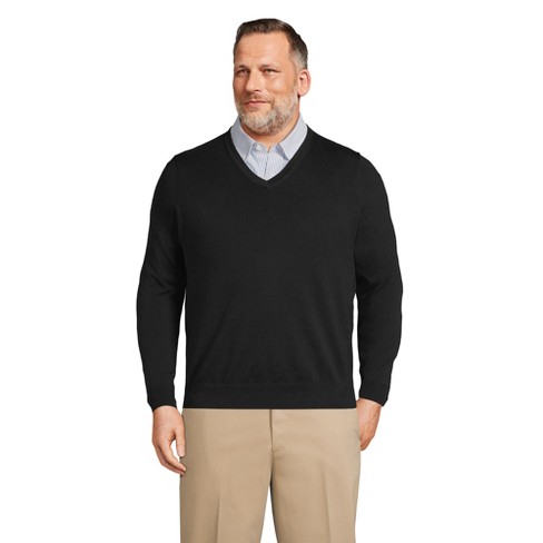 Lands' End Men's Big Fine Gauge Supima Cotton V-neck Sweater - 4x Big ...