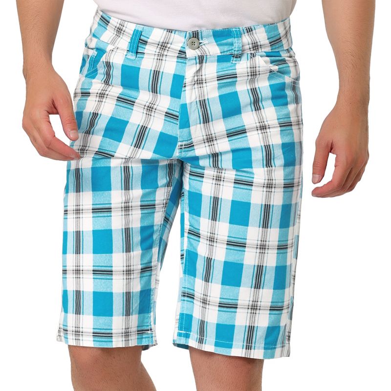 Lars Amadeus Men's Summer Plaid Shorts Slim Fit Flat Front Pattern Short Pants, 1 of 7
