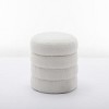 FURNIinspire Ottomans and Benches 007-Boucle Fabric Storage Round Ottoman Footstool With Wooden Shelving,Ivory, White, 23"*23"*17" - 2 of 4