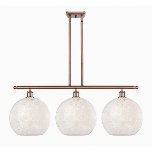 White Mouchette - 3 Light Stem Hung Island In Modern Style-14 Inches Tall and 38.5 Inches Wide - 1 of 1