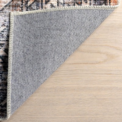 Layana Rust Geometric Machine Washable Runner Rug, 2' 6" x 12'