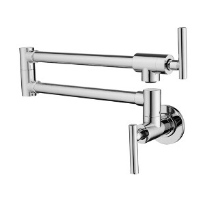 CLIHOME Wall Mounted Kitchen Faucet Double Handle Pot Filler Faucet with 2 Built- in Ceramic Cartridge - 1 of 4