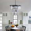 DOMETOUR 20'' Modern Crystal Chandelier, Black Finish, 7-Light 3-Tier Pendant for Dining, Living, Bedroom (Bulb Not Included) - 2 of 4
