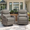 POCASSY Outdoor Swivel Rocker Patio Swivel Chairs Set of 2, 6" Thick Cushions All Weather Gray Wicker Swivel Glider Chairs with High Back for Porch - 2 of 4
