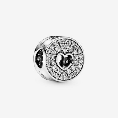 Pandora Sterling Silver Pavé and Heart Anniversary Charm