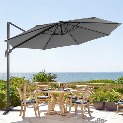 Sonkuki Outdoor 11FT Round Offset Patio Cantilever Aluminum Umbrella