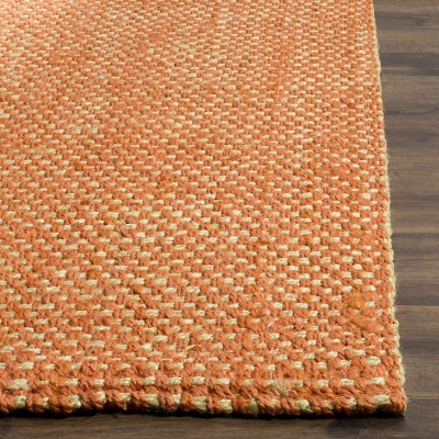 Rust and Natural Hand-Knotted Jute Runner Rug, 2'3" x 8'
