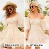 EXLURA Women's Lantern Sleeve Tie Back Summer Dress Ruffled Off Shoulder A-Line Vintage Mini Dress - 3 of 4