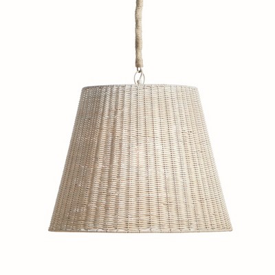 Plum & Post 19" x 22" Linette Handwoven Rattan Hanging Pendant Light with Jute Chain