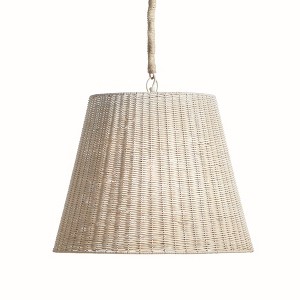 Plum & Post 19" x 22" Linette Handwoven Rattan Hanging Pendant Light with Jute Chain - 1 of 4
