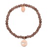 Chisel Stainless Steel Polished Rose IP-plated XO 4mm Brown Jade Beaded Stretch Bracelet - 2 of 3