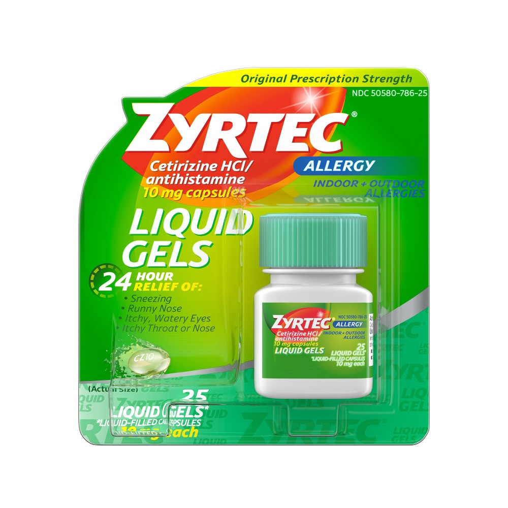 GTIN 300450204257 product image for Zyrtec 24 Hour Allergy Relief Capsules - Cetirizine HCl - 25ct | upcitemdb.com