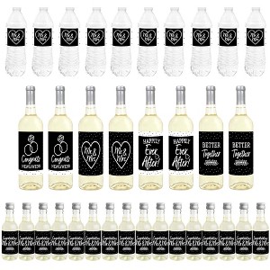 Big Dot of Happiness Mr. and Mrs. - Black and White Wedding or Bridal Shower Decorations - Beverage Bar Kit - 34 Pieces - 1 of 4