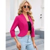 Coolmee Womens Blazers Business Casual 3/4 Sleeve Cropped Blazer Jacket Collarless Open Front Suit Jacket - 4 of 4