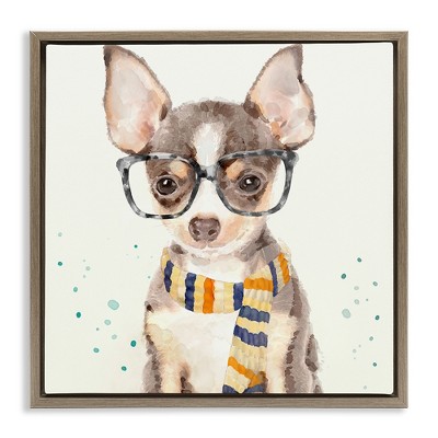 Stupell Industries Hipster Chihuahua Puppy Watercolor, 25" x 25"