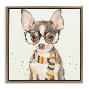 Stupell Industries Hipster Chihuahua Puppy Watercolor, 25" x 25" - 1 of 4