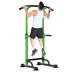 SEVOBAL Adjustable Pull Up Bar Dip Station 10 Height Settings 400LBS Capacity Multifunctional Home Gym Strength Exercise, Green, 29.13"*31.89"*82.68" - 1 of 4