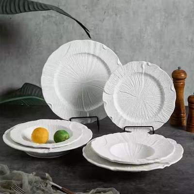 AOSTIRMOTOR Matte Color Glaze Dishes Dessert Pizza Pasta Crokery Ceramic Flat Plate