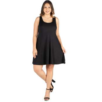 24seven Comfort Apparel Fit and Flare Knee Length Plus Size Tank Dress