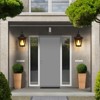 TOBILI 21"(H) 1-Pack Vintage Black Metal & Clear Glass Sconce with Decorative Scroll Design for Patio and Garden Lighting (Bulb Not Included) - 2 of 4