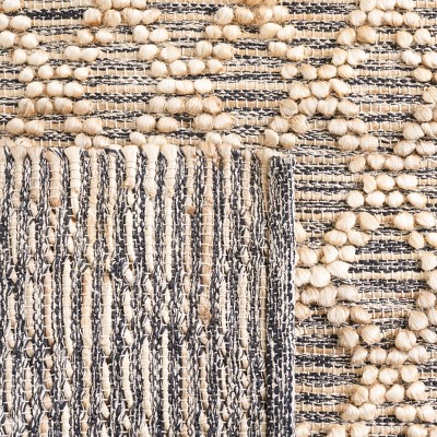Handmade Natural Fiber Flat Weave Area Rug in Light and Dark Grey