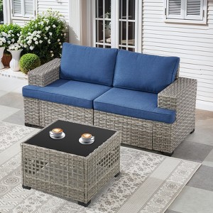 Outdoor Sectional Sofa Patio Furniture Sets with Thickened Cushions - 1 of 4
