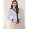 Allegra K Women's Split Neck Pleated Front Office Work Contrast Color Blouse - 3 of 4