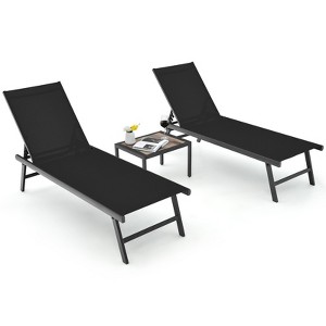 Tangkula 3pcs Patio Chaise Lounge Set Aluminum Recliner Chair Table Outdoor - 1 of 4