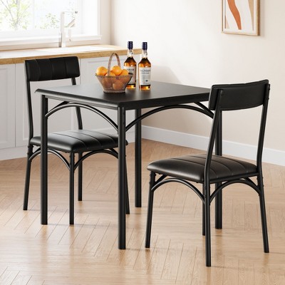 Dining Table Set, Kitchen Table and Chairs for 2, with 2 Upholstered Chairs, 3 Piece Dining Table Set,Rustic Grey