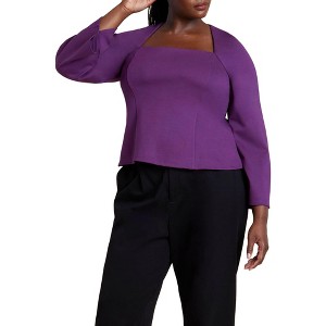ELOQUII Square Neck Seam Detail Top - 1 of 4