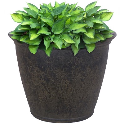 Sunnydaze Anjelica Polyresin Indoor/Outdoor Unbreakable Double-Walled UV-Resistant Flower Pot Planter - 24" Diameter - Sable