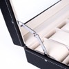 Slickblue Black Faux Leather Watch Box with 12/24 Compartments, Top-Opening Organizer for Watch Collection - 4 of 4