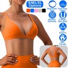 NPolar "Women’s Deep V-Neck Sports Bra with U-Back, Padded Strappy Crop, Removable Pads for Gym & Yoga" Small Orange - 2 of 4
