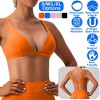 NPolar "Women’s Deep V-Neck Sports Bra with U-Back, Padded Strappy Crop, Removable Pads for Gym & Yoga" Small Orange - image 2 of 4