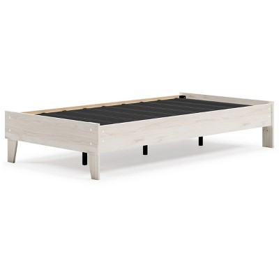 Beige Transitional Twin Platform Bed with Wood Frame
