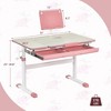 Costway Height-Adjustable Kids Desk Children Study Table with Tilt Desktop & Book Stand Blue/Pink - 3 of 4