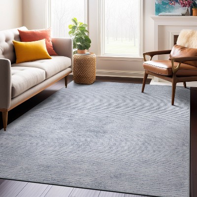 Gray 5' x 7' Flat Woven Reversible Synthetic Stripe Rug