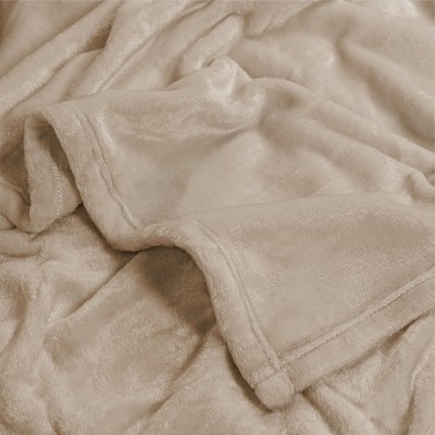 Taupe Fleece Plush Flannel Throw Blanket for Sofa Couch