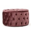 NicBex Modern 29.5" Round Ottoman Velvet Footstools with Button Tufted Top for Bedroom and Living Room - 3 of 4