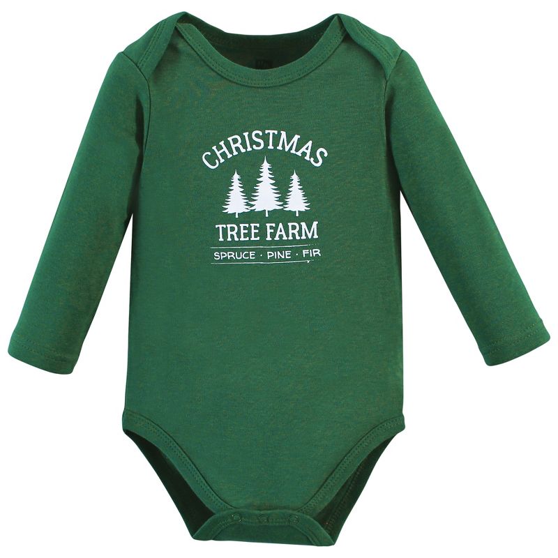 Hudson Baby Unisex Baby Cotton Long-Sleeve Bodysuits, Christmas Tree 3-Pack, 5 of 6