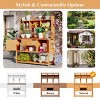 Outdoor Potting Bench with Hutch, Wood Garden Workstation, Plotting Bench with Drawer and Adjustable Shelves and Cabinets-Coolbibila - 2 of 4